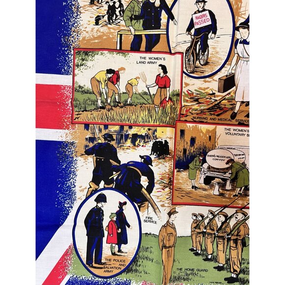 V.E. Day 50th Anniversary 8th May 1945 Commemorative Linen The Home Front Print - Picture 3 of 10